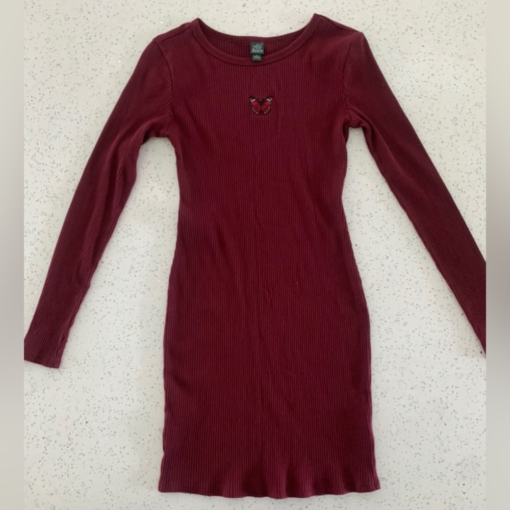 Burgundy WildFable Long Sleeve Bodycon Dress